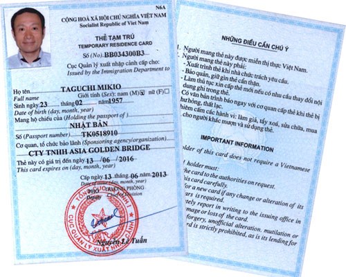 Dịch vụ gia hạn thẻ tạm trú cho người nước ngoài tại Việt Nam