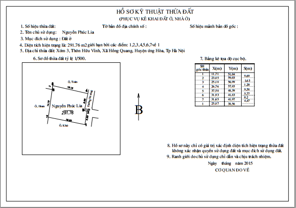 Hồ sơ tách thửa đất