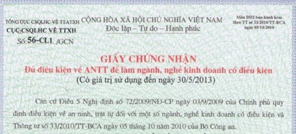 Thủ tục xin cấp Giấy chứng nhận đủ điều kiện an ninh trật tự